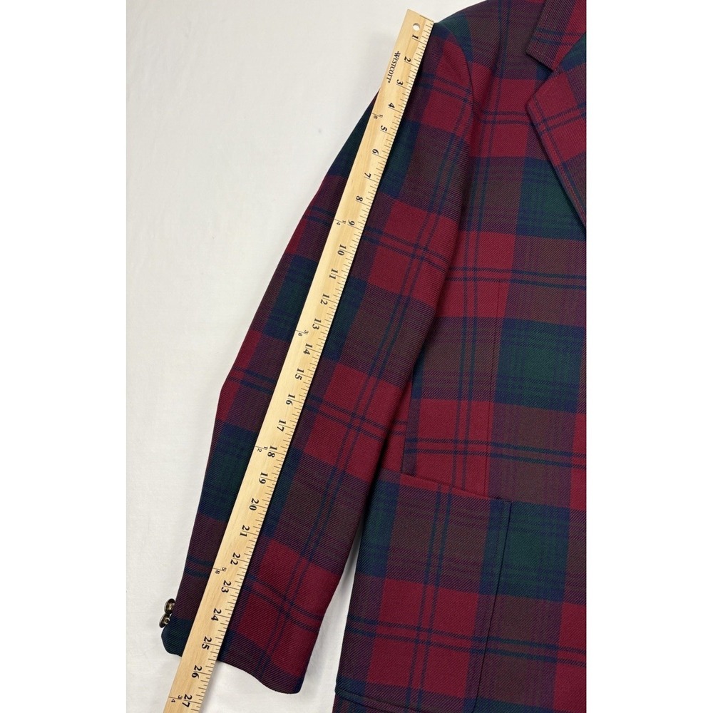 VTG Bespoke Alexander Bermuda Wool Sport Coat Green/Red/Blue Plaid 44R England - Picture 11 of 12